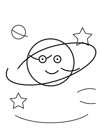 Smiling Planet Coloring Page